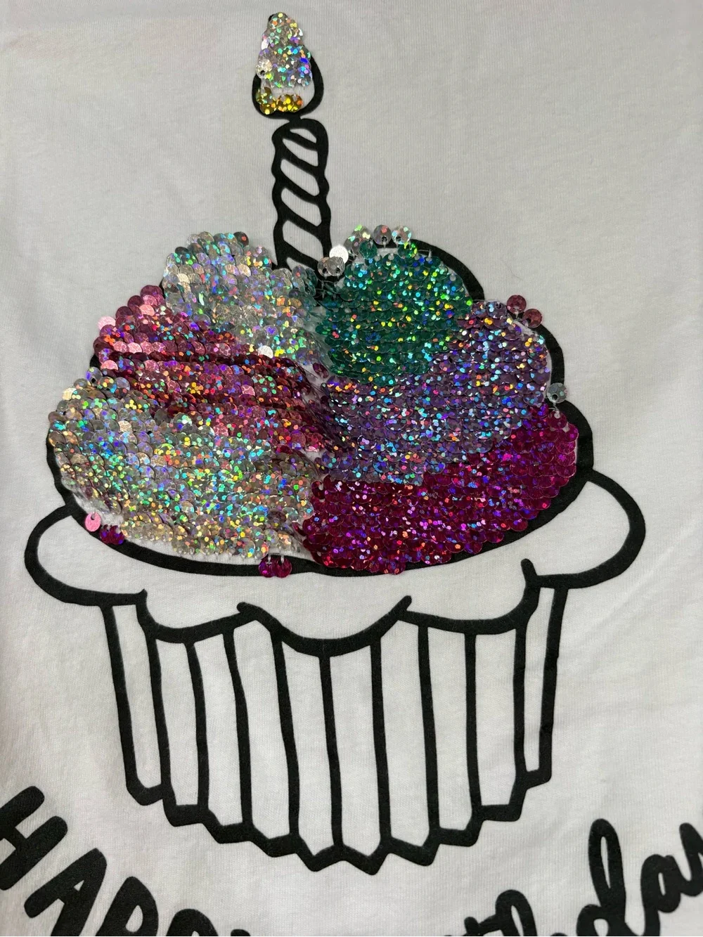 Oshkosh Happy birthday- Sequin Cupcake Graphic Tee - Multicolor - size‎ 7